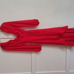 Forever 21 contemporary red ruffle wrap dress